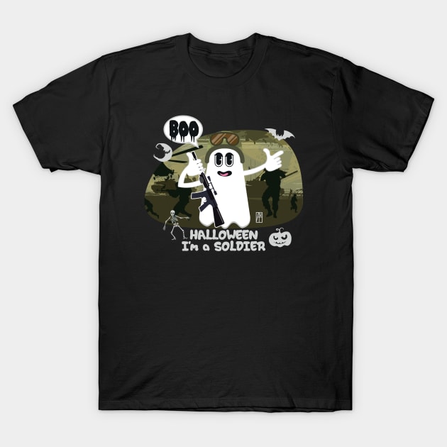 BOO Soldier dressed as a GHOST - Ghost cute Halloween T-Shirt by ArtProjectShop